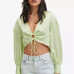 Mango Lime Green Cropped Ring and Tie Top